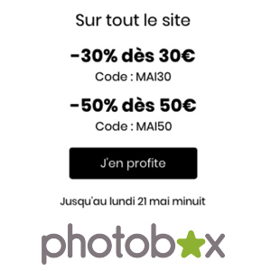 PHOTOBOX : Jusqu’à 50% sur tout le site jusqu’au 21 mai !